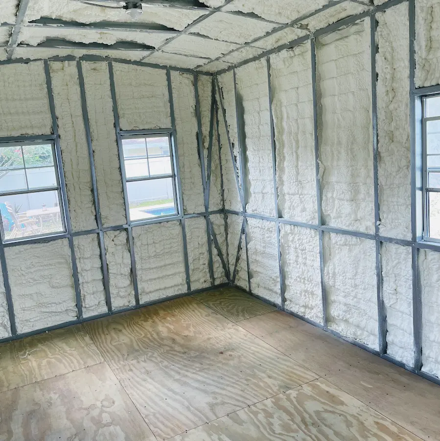 Closed-cell spray foam insulation applied to wall cavities in a residential project in Gardena
